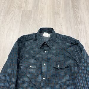 Wrangler Wrancher Western Long Sleeve Pearl Snap Shirt Men's Medium Black Blue